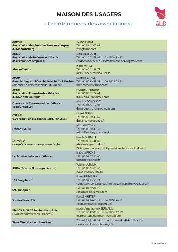 Les associations - GHR Mulhouse Sud Alsace